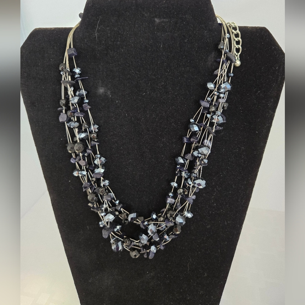Chicos 5 Strand Beaded Necklace Adjustable chain in back to change length